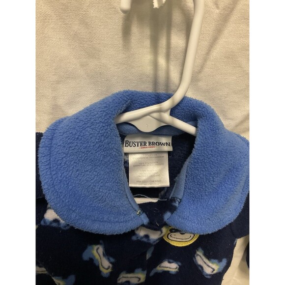 Boys Infant Fleece Button Up Footed Sleeper 3-6 Months Blue Dog - Picture 2 of 4